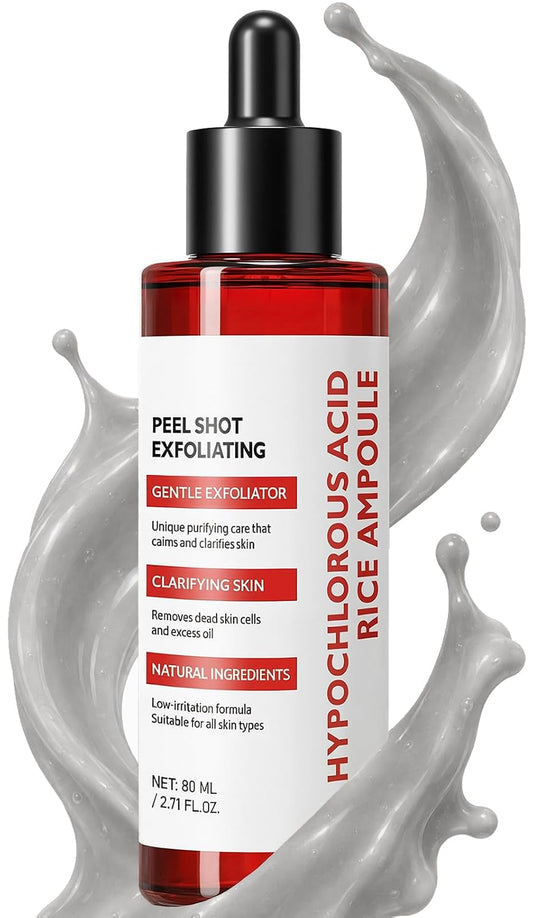 Hypochlorous Acid Rice Peel Shot | Gentle Exfoliating Serum for Pore Care, Blackheads & Sebum Control | Rice Extract & Panthenol Hydrating, Low-Irritation，Suitable for All Skin Types, 2.71 fl.oz